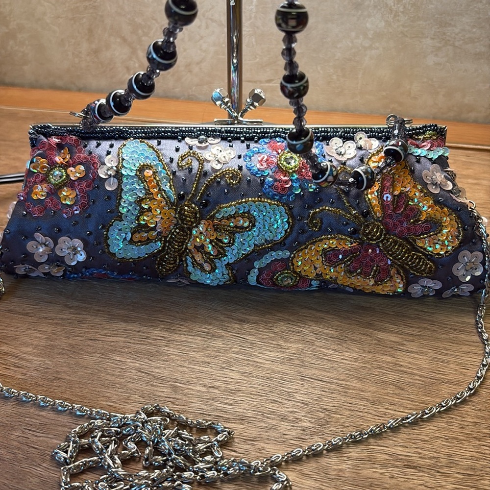 Beaded purple Clutch with Multicolor Beaded Butterfly Motifs beautiful